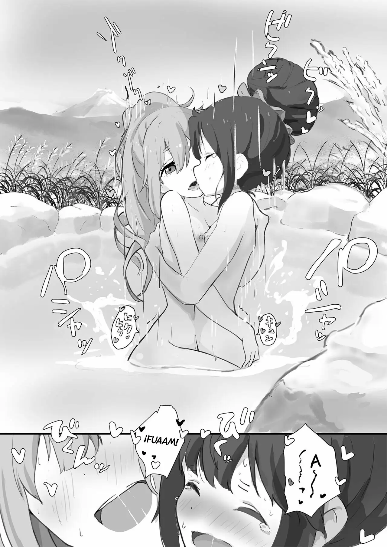 Nadeshiko y Rin en las aguas termales