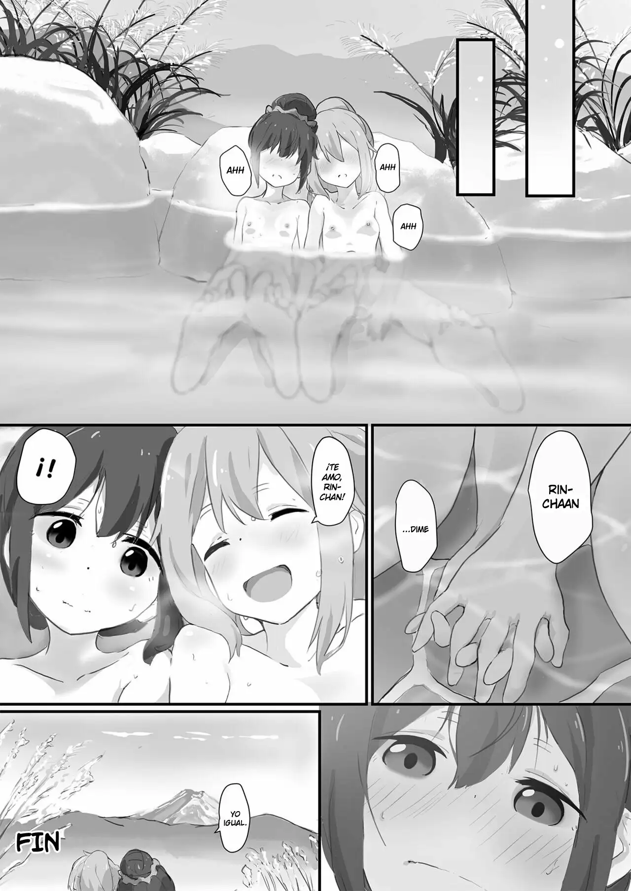 Nadeshiko y Rin en las aguas termales