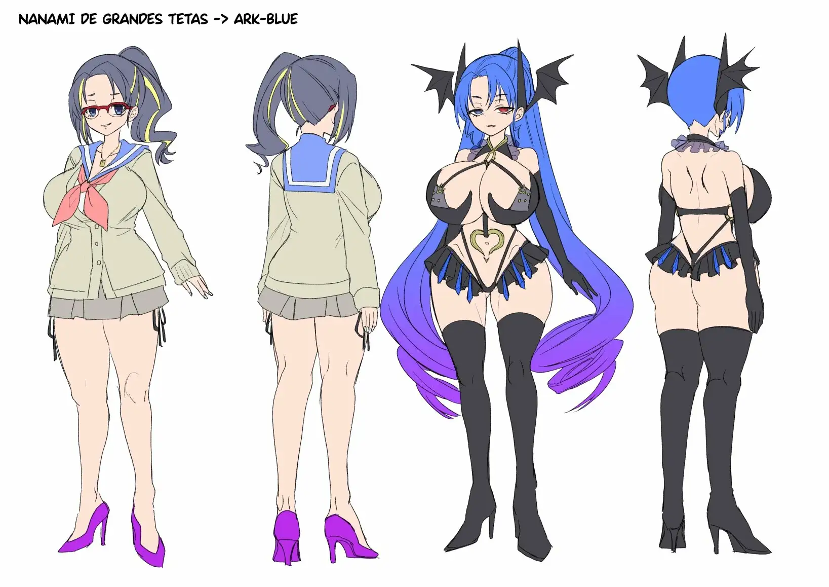 The Smart Diligent and Flat Chested Blue from the Team of Morphing Heroines