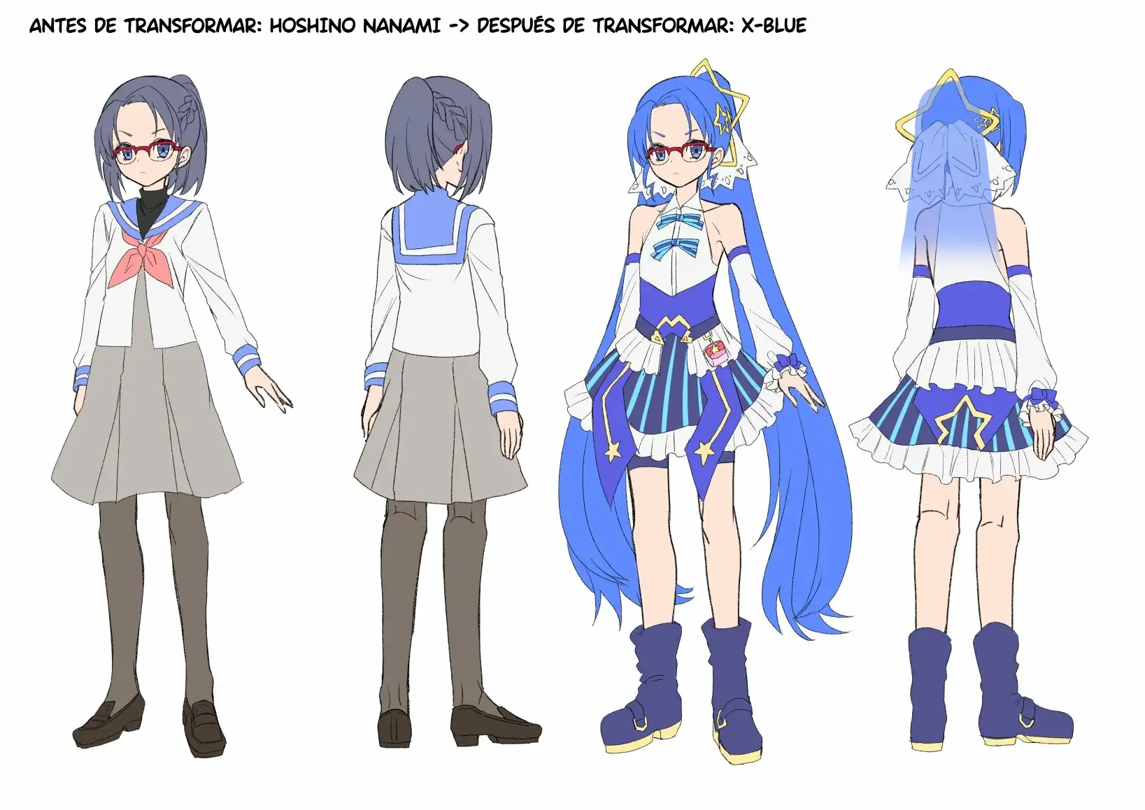 The Smart Diligent and Flat Chested Blue from the Team of Morphing Heroines