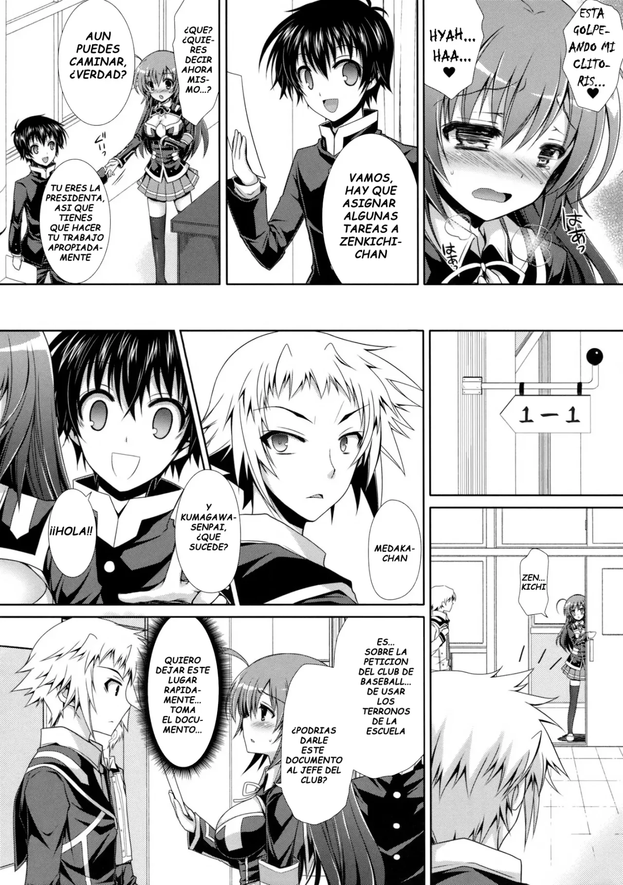 Medaka chan Sakunyuu 5 Kumagawa kun molesta a Medaka chan con un Vibrador