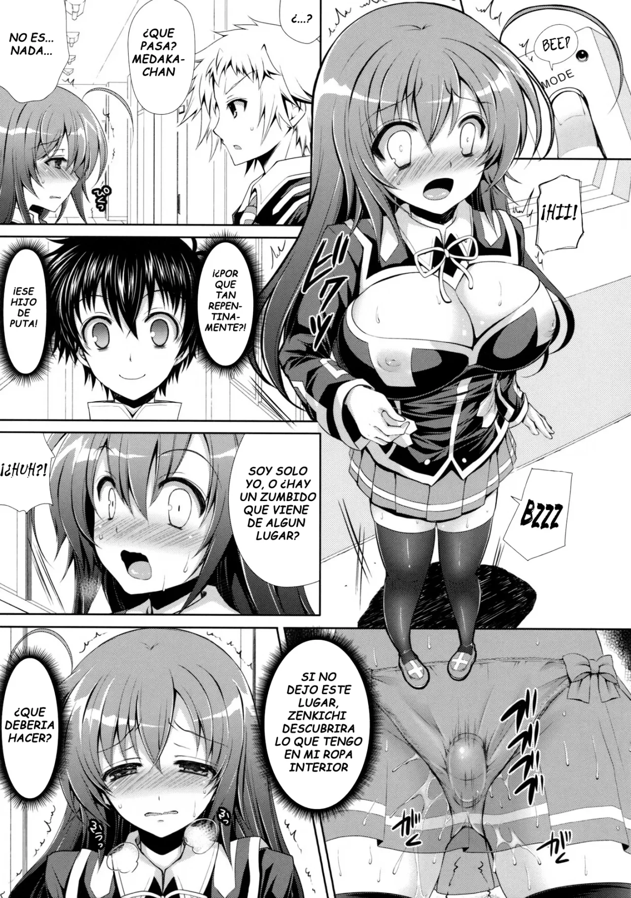 Medaka chan Sakunyuu 5 Kumagawa kun molesta a Medaka chan con un Vibrador