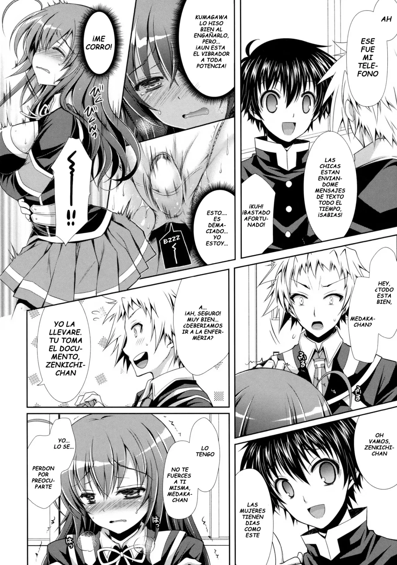 Medaka chan Sakunyuu 5 Kumagawa kun molesta a Medaka chan con un Vibrador