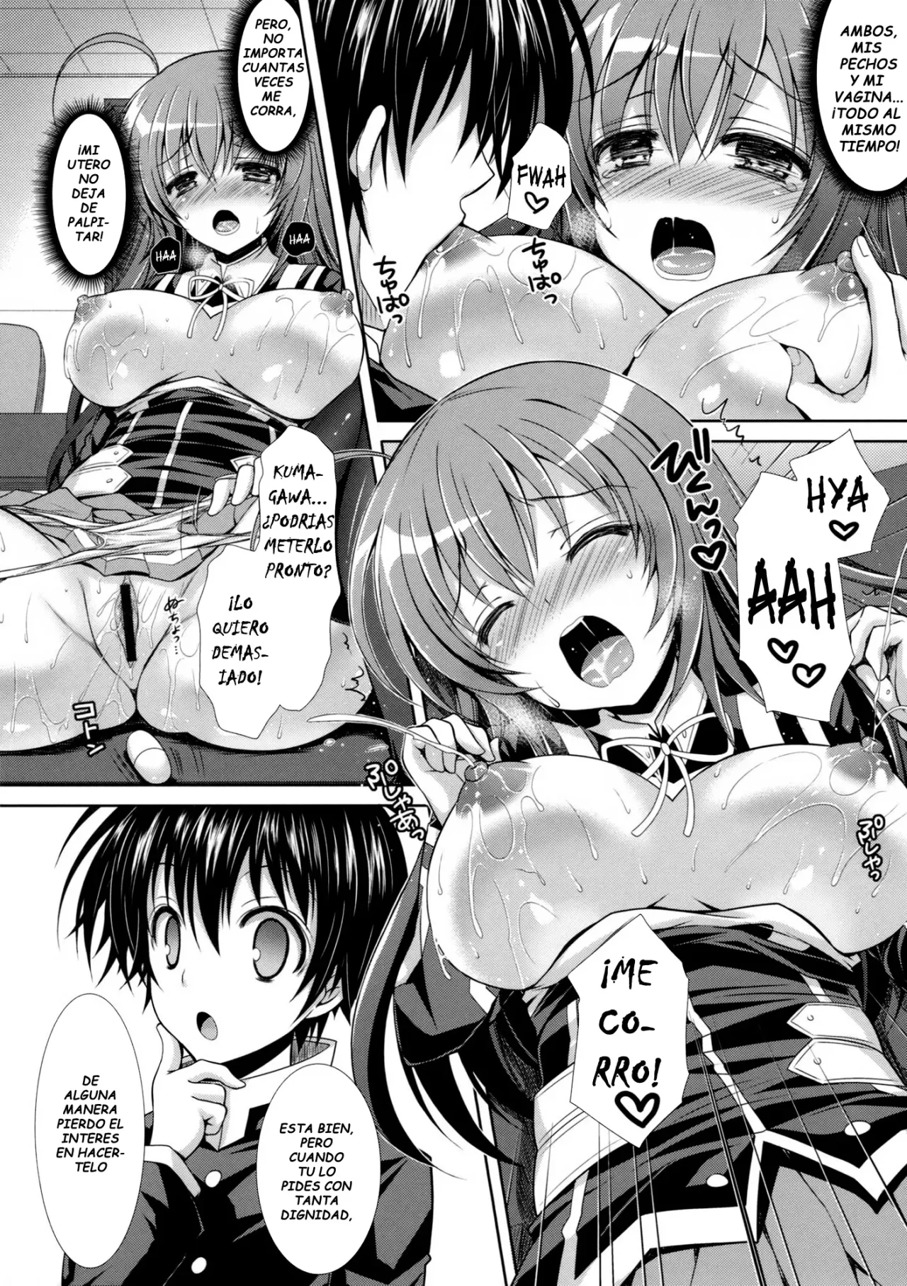 Medaka chan Sakunyuu 5 Kumagawa kun molesta a Medaka chan con un Vibrador