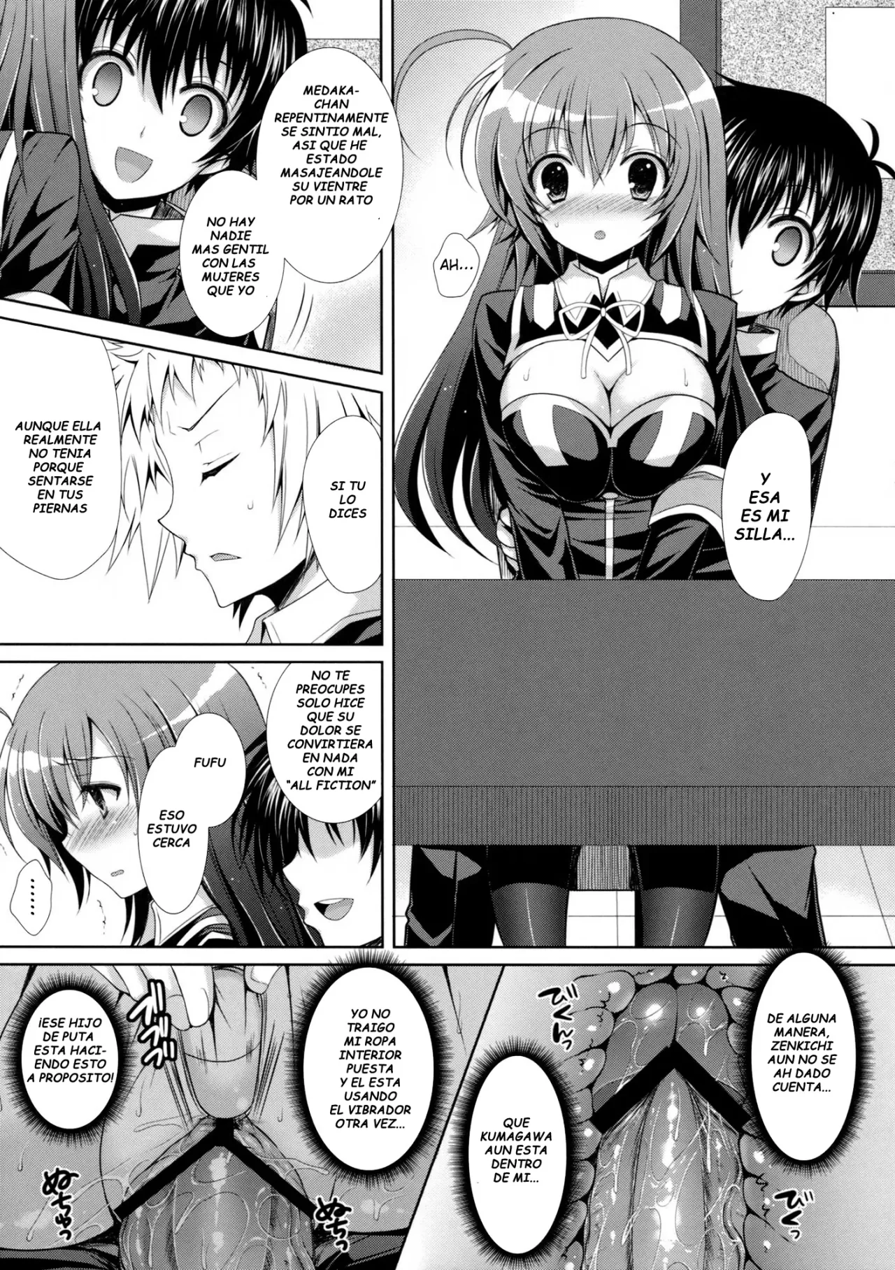 Medaka chan Sakunyuu 5 Kumagawa kun molesta a Medaka chan con un Vibrador