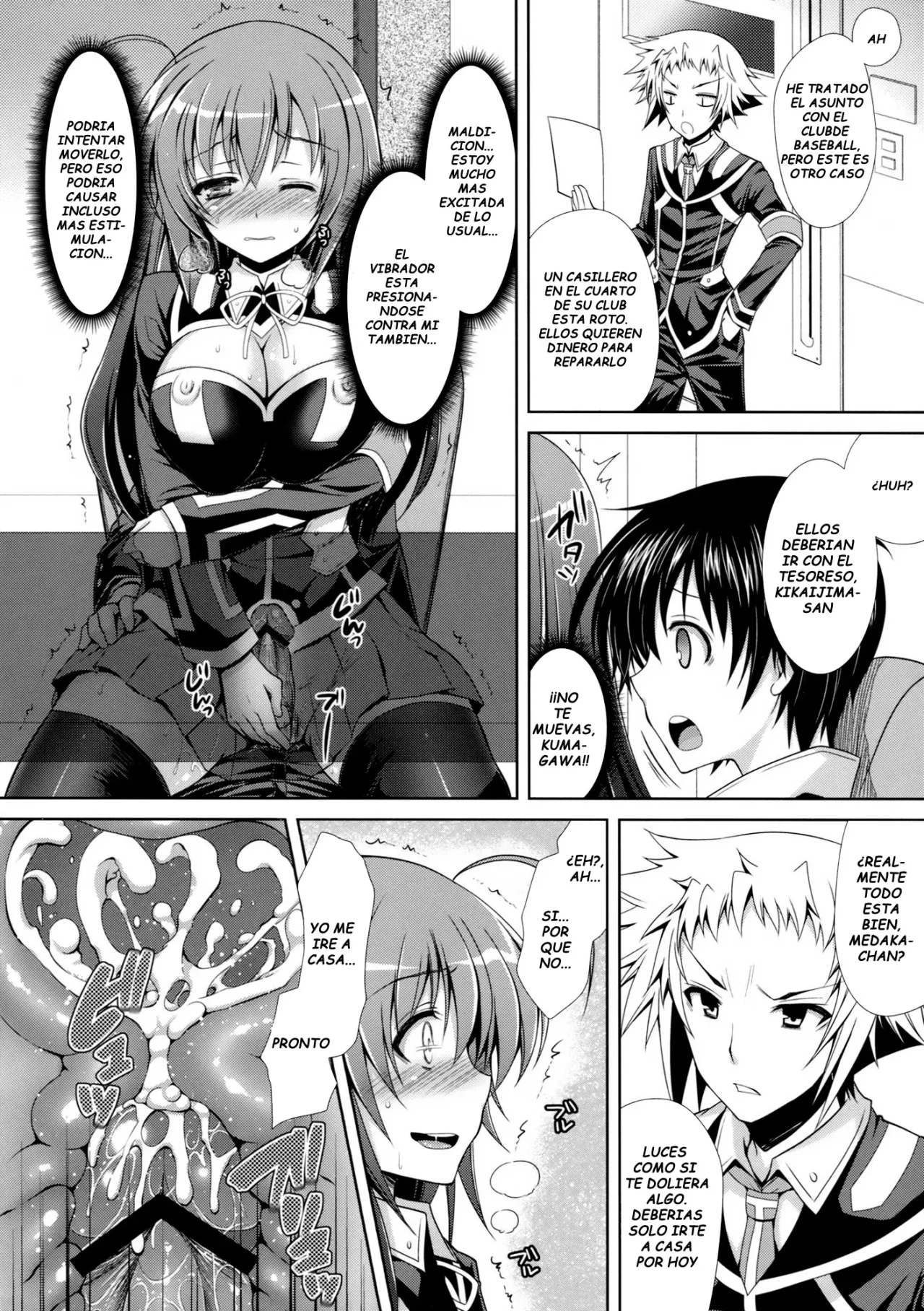 Medaka chan Sakunyuu 5 Kumagawa kun molesta a Medaka chan con un Vibrador