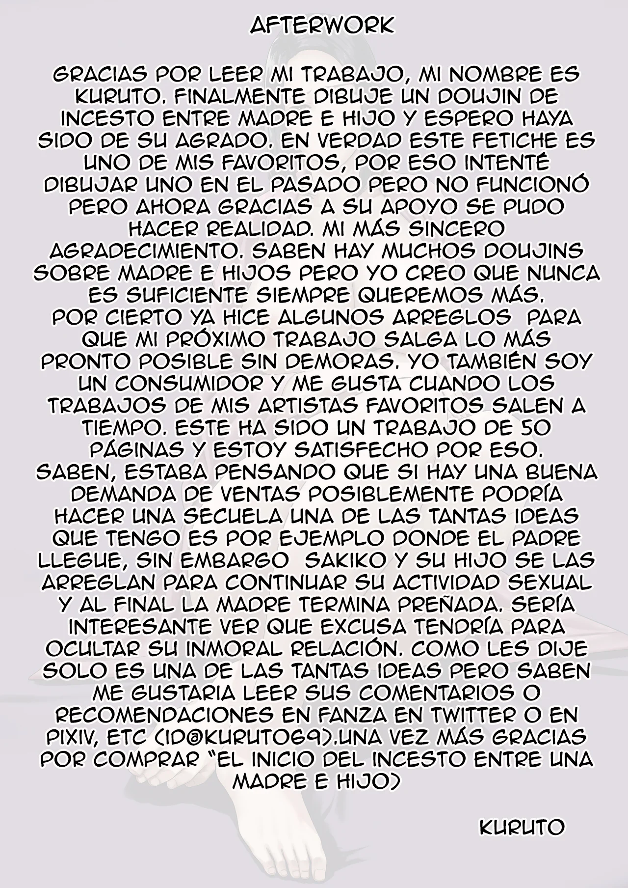 El inicio del incesto entre una madre e hijo