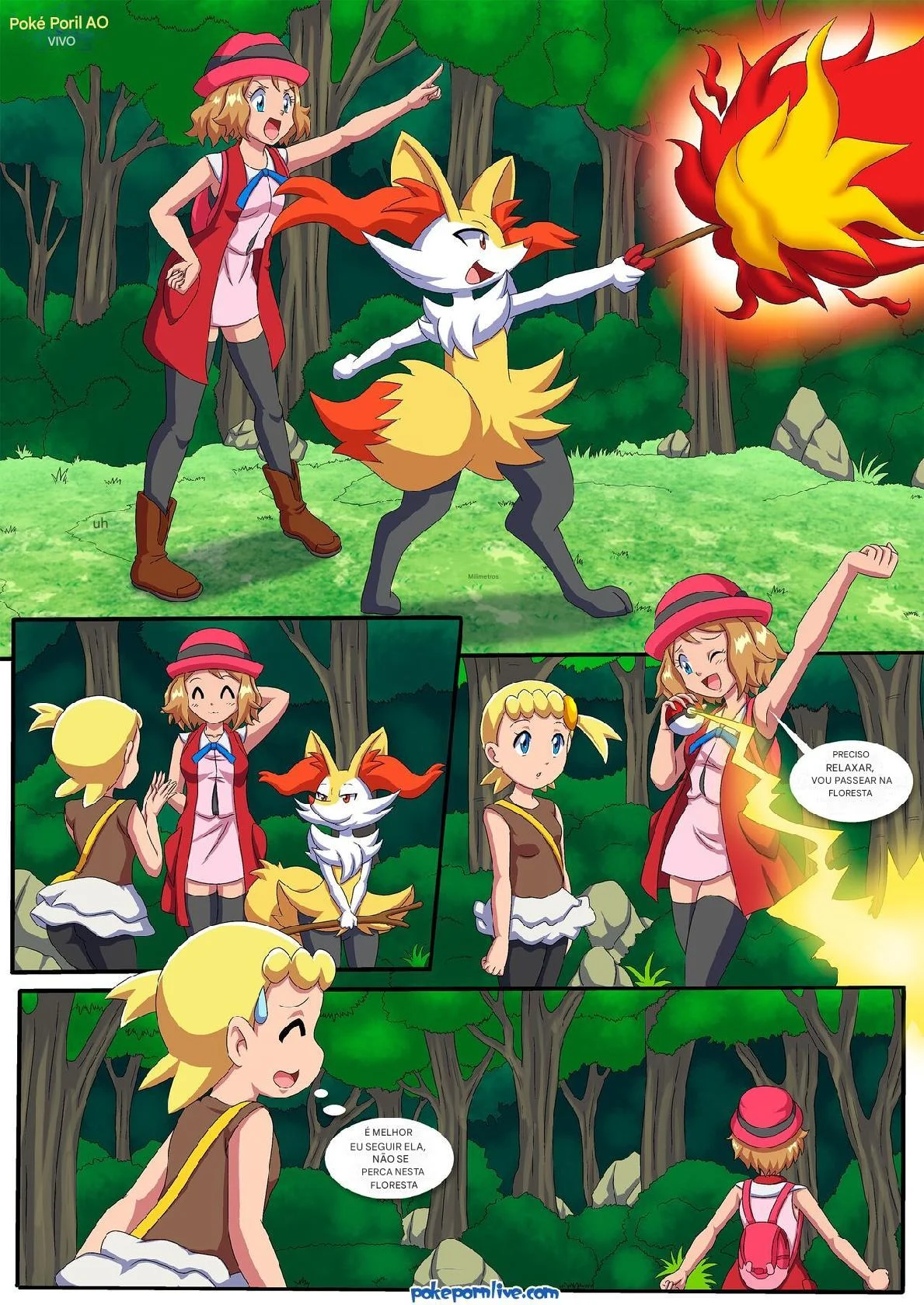 Uma Pausa Quente na floresta (pokemon XY)